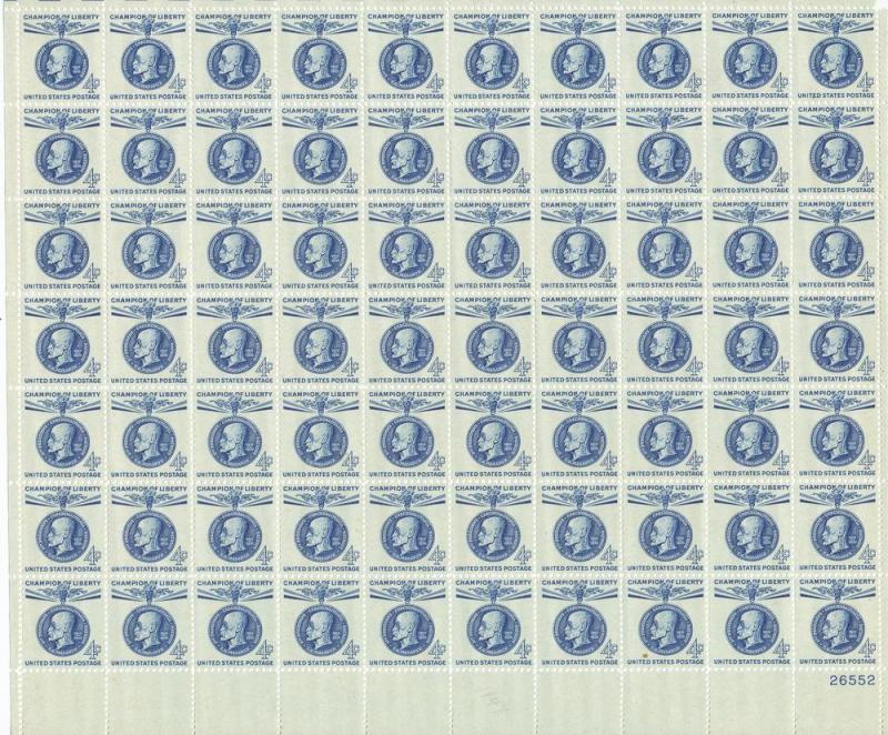 Scott 1147 Champion of Liberty Issue Sheet of 70 MNH stamps