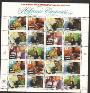 US #3339-44 Mint Sheet Hollywood Composers 