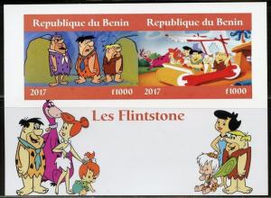 BENIN 2017  THE FLINTSTONES SET OF TWO IMPERFORATE SHEETS OF  TWO  MINT NH