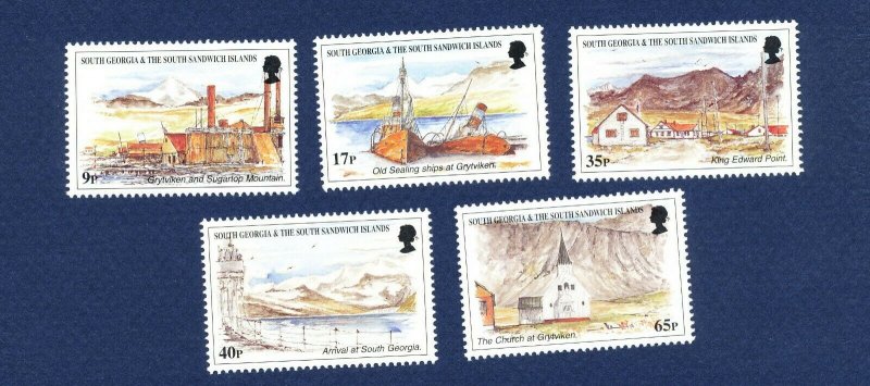 SOUTH GEORGIA - # 225-229; SG 283/7  - MNH -  Island Views - 1999