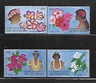 MICRONESIA, 72-75, MNH, FLOWERS