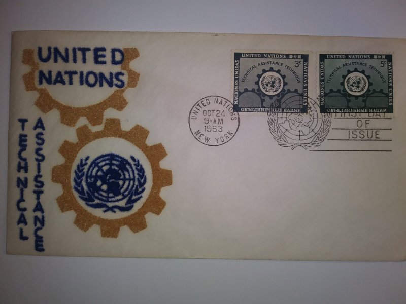 SCOTT #UN19/20 UNITED NATIONS FIRST DAY OF ISSUE BEAUTIFUL CACHET !!