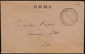 PAPUA NEW GUINEA 1952 OHMS local cover LAE cds.............................18111