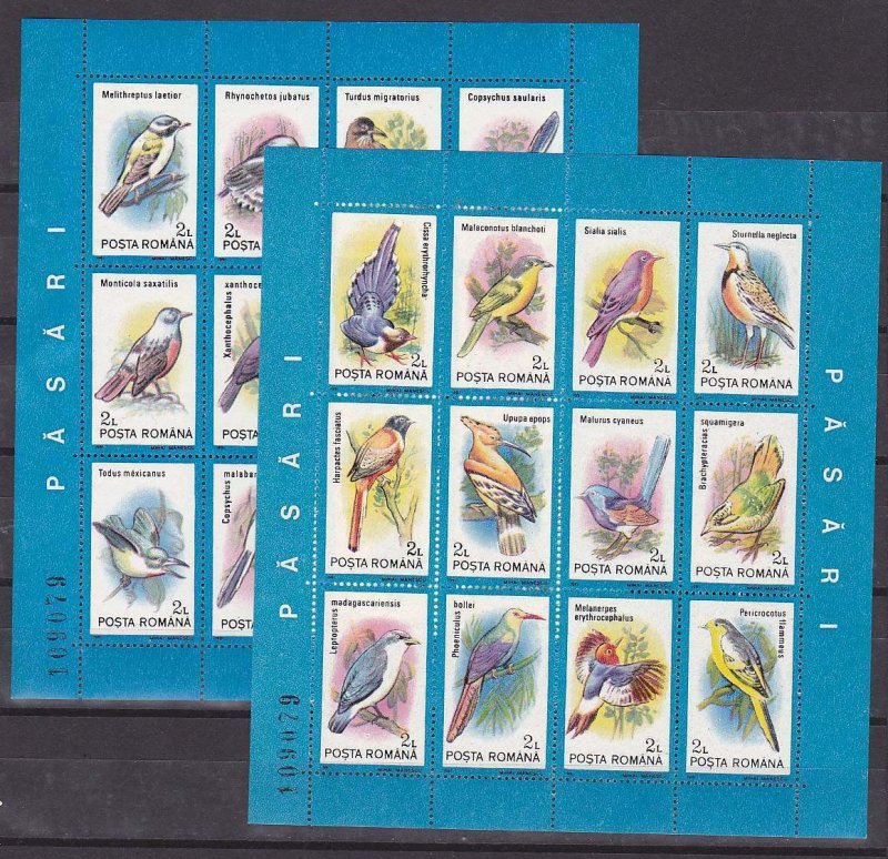 Romania STAMPS 1991 BIRDS NATURE SHEETS MNH POST