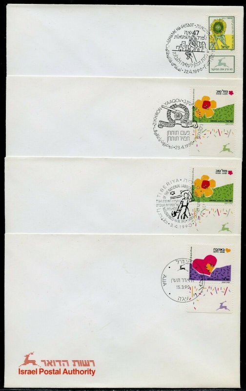 ISRAEL 1990  LOT OF  18  SPECIAL CANCEL OFFICIAL COVERS AS SHOWN