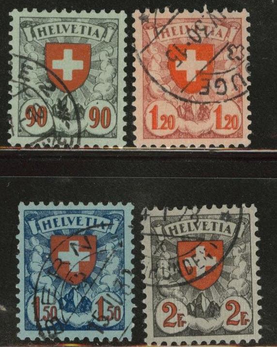 Switzerland Scott 200-203 used  1924 Coat of Arms set CV$21