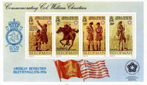 Isle of Man 1976 Sc 81a MNH Minisheet S/S American Bicentennial Col Wm Christian