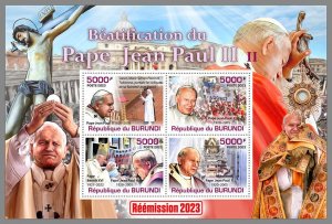 BURUNDI 2023 MNH Beatification of Pope John Paul II M/S #251a2