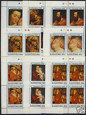 Lesotho 796-803 Blocks of 4 MNH Christmas, Mother & Child