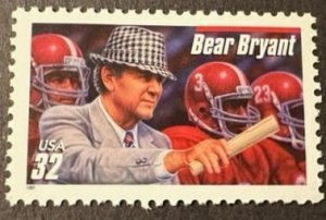 Us# 3148 Coach Bear Bryant 32c 1997 Mint NH