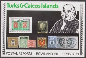 TURKS & CAICOS - 1979 DEATH CENTENARY OF SIR ROWLAND HILL - MIN. SHEET MINT NH