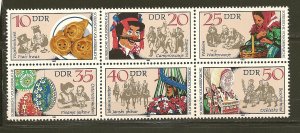 Germany DDR Folklore 1982 Setenant  Block of 6 MNH