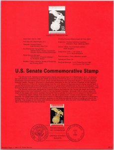 USPS SOUVENIR PAGE U.S. SENATE COMMEMORATIVE STAMP 1989