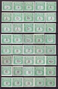 #RE108/146 RE183/193 Wine Stamps (Mint NEVER HINGED) cv$285.00