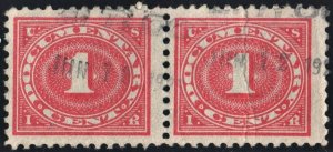 R228 1¢ Documentary Stamp Horizontal Pair (1917) Used