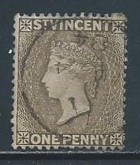 St. Vincent #42 Used 1p Queen Victoria Wmk. 2 - Drab