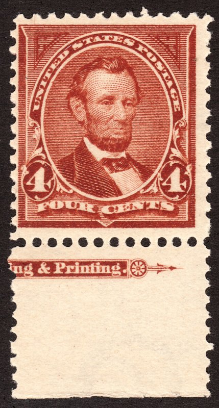 1898 U.S Abraham Lincoln 4¢ issue with imprint MNH Sc# 280 CV $80.00
