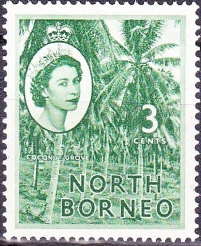 NORTH BORNEO 1957 QEII 3c Green  SGF374 MH