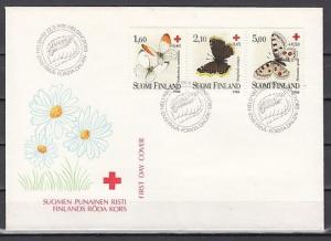 Finland, Scott cat. B235-B237. Red Cross issue. Butterflies. First day cover. ^