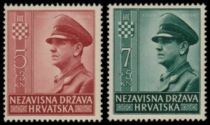 ✔️ CROATIA 1943 - PAVELICH WWII 3RD REICH - SC. B29/B30 ** MNH OG