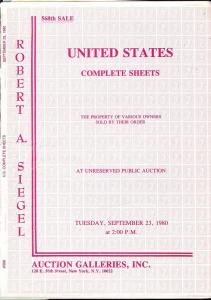United States Complete Sheets, Robert A. Siegel Auction G...