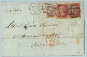 BK0260 - POSTAL HISTORY - GB Stanley Gibbons  # 43 + 48 on COVER from MALTA 1876