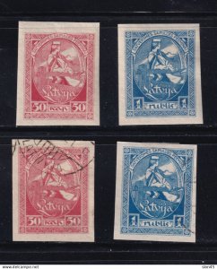 Latvia 1920 Imperf set MH + Used MI 42-3B 15820