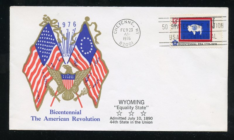 US 1676 American Bicentennial -  Wyoming UA Al Tag Boerger cachet FDC 