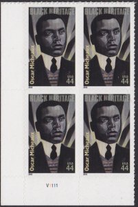 4464 Oscar Micheaux Plate Block MNH