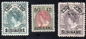 Surinam Sc #36-38 Mint + Used - VF (#38 signed)