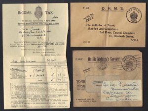 UK GB 1940 2 OHMS OFFICIAL PAID CVRS FROM THE DREADED TAX COLL INC ONE STATEMENT