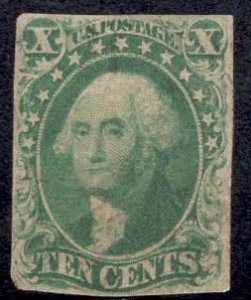 US Stamp #15 10c Washington Imperf USED SCV $140