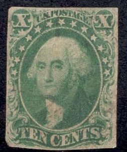 US Stamp #15 10c Washington Imperf USED SCV $140