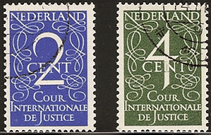 Netherlands O25-6 SGJ18-9 Mi25-6 YT24-5 U 1950 CV$18 Int'l Court of Justice