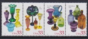 SCOTT  3325-28  GLASS  33¢  STRIP OF 4  MNH  SHERWOOD STAMP