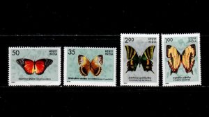 India 1981 - Butterfly Animals - Set of 4 Stamps - Scott #935-938 - MNH