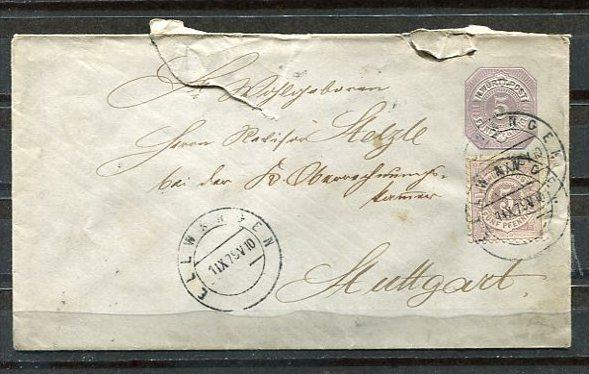 Germany 1879 Uprated  Postal Stationary Cover Stuttgart