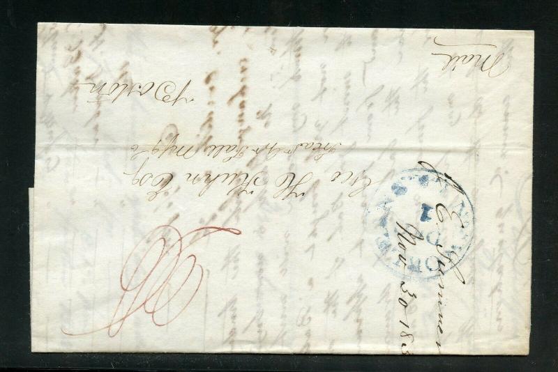 UNITED STATES 1839  NEW ORLEANS LA  STAMPLESS  COVER TO BOSTON MASS