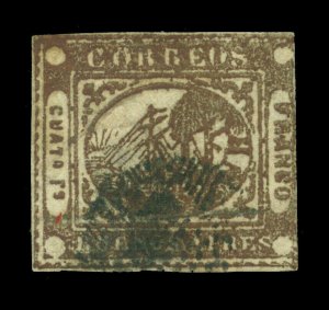 ARGENTINA 1858 Buenos Aires - STEAMSHIP  4reales brown  Scott# 6  used  Fine