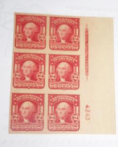 #320 2 cent washington imperf plate block