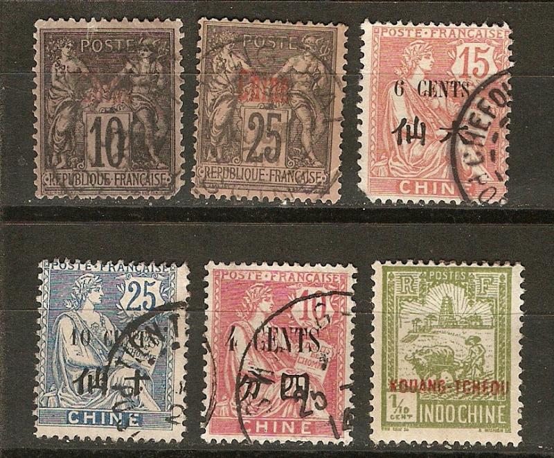 France Off China 5 Different  Used F/VF 1894-1907 SCV $11.00