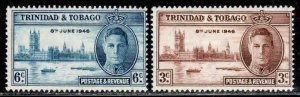 Trinidad & Tobago  #62-63 ~ Cplt Set 2 ~ Peace Issue ~ Unused, HMR (1946)