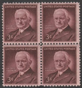 SC#1062 3¢ George Eastman Block of Four (1954) MNH