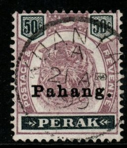 MALAYA PAHANG SG21 1898 50c DULL PURPLE & GREENISH BLACK USED