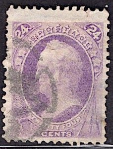 US Stamp #153 24c Purple Scott USED SCV $210. Great color