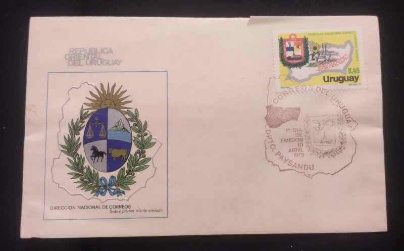 D)1979, URUGUAY, FIRST DAY COVER, ISSUE, DEPARTMENT OF PAYSANDÚ, FACTORIES,