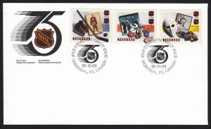 NHL, HOCKEY = Official FDC with set of 3 stamps Canada 1992