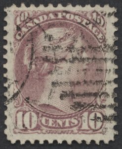 Canada #40 10c Small Queen Deep Lilac Rose Shade Perf 12 VF Used