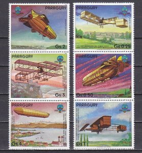 Paraguay, Scott cat. 2101 a-f. All types of Aviation issue ^