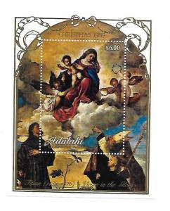 Aitutaki 1989 Christmas Virgin in Glory by Titian S/S MNH C2